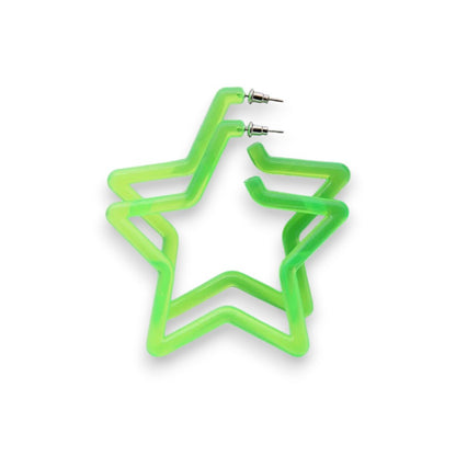 Amnesia Jewellery | Green Neon Star Hoop Fashion Earrings
