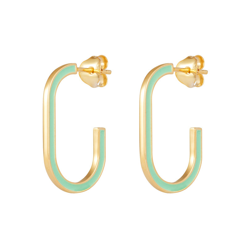 Green Enamel Hoop Earrings