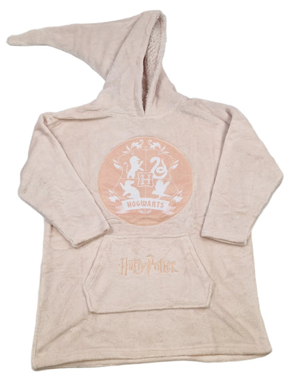 Beige hoodie with a circular design and text on a white background