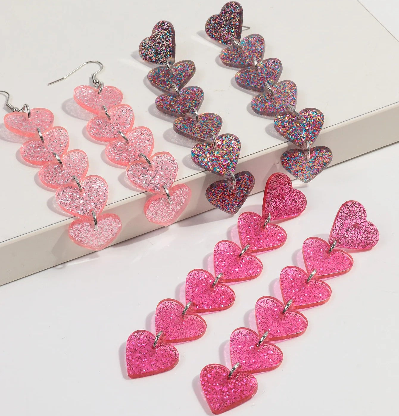 Amnesia Jewellery | Glitter Drop Heart Fashion Earrings