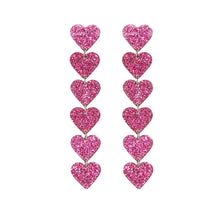 Amnesia Jewellery | Hot Pink Glitter Drop Heart Fashion Earrings