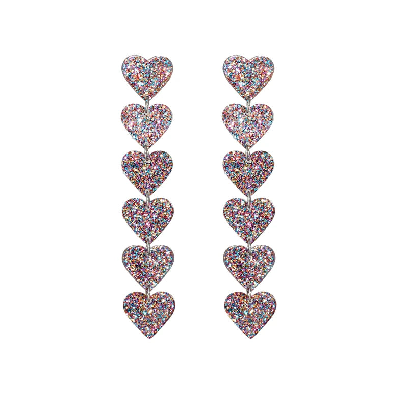 Amnesia Jewellery | Glitter Drop Heart Fashion Earrings