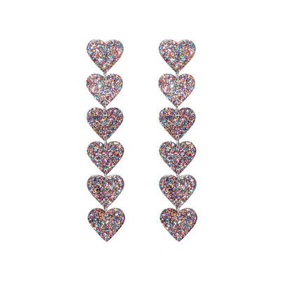 Amnesia Jewellery | Glitter Drop Heart Fashion Earrings