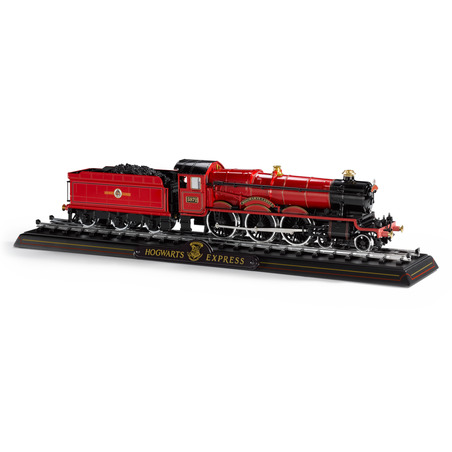 Model of Hogwarts Express train on a white background