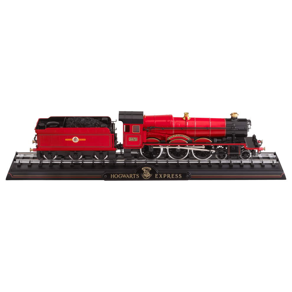 Model of the Hogwarts Express train on a white background