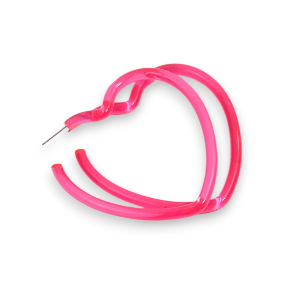 Amnesia Jewellery | Neon Heart Hoops Hot Pink