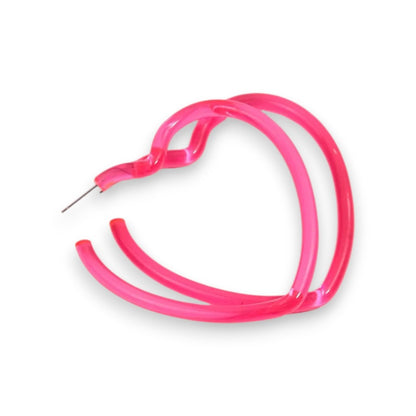 Amnesia Jewellery | Neon Heart Hoops Hot Pink