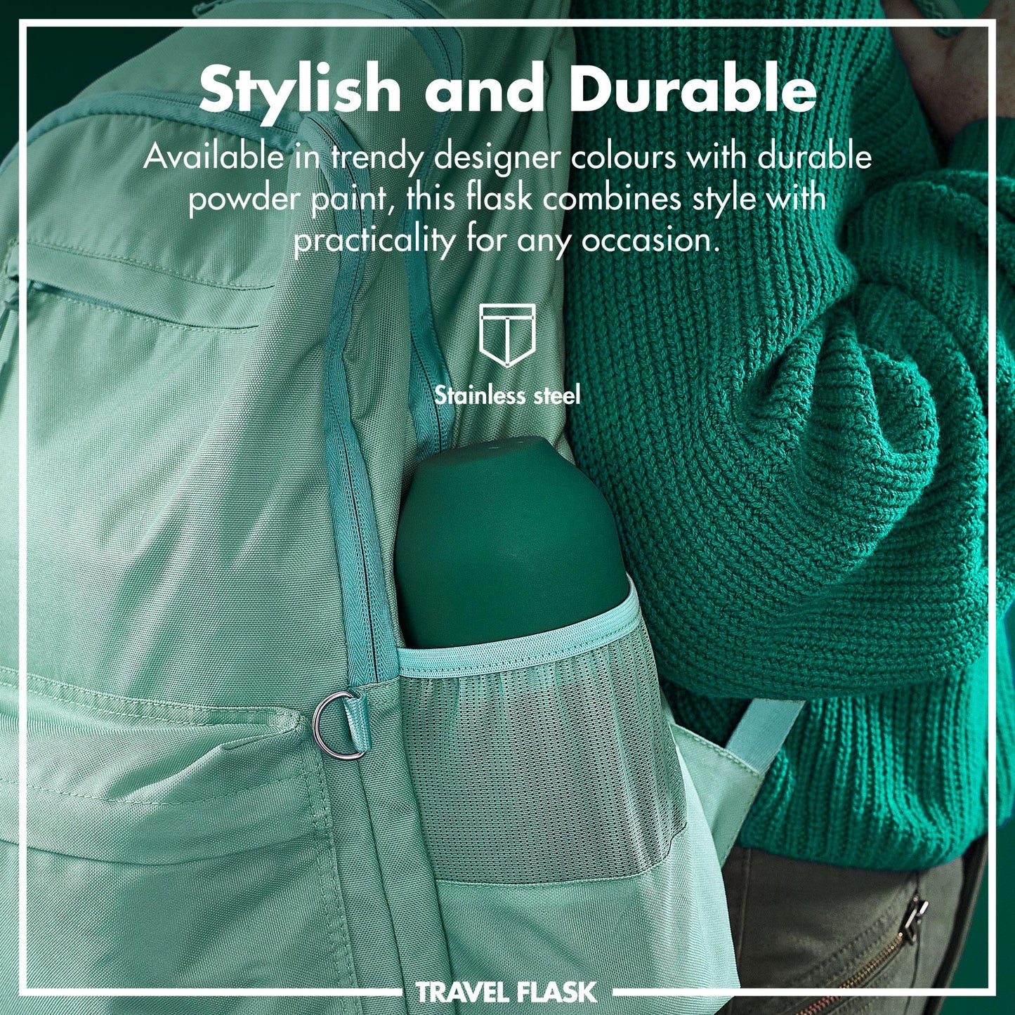 Luma Vacuum Insulated, Flask & Mug, Green, 700ml (24oz)