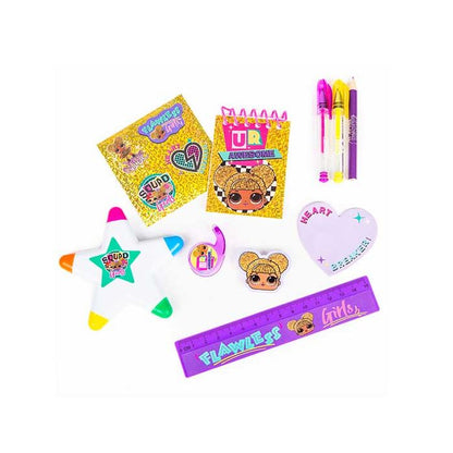 Collection of stationery items with colourful designs on a white background