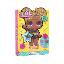 L.O.L. Surprise! toy packaging with a character holding a star on a yellow and pink background.