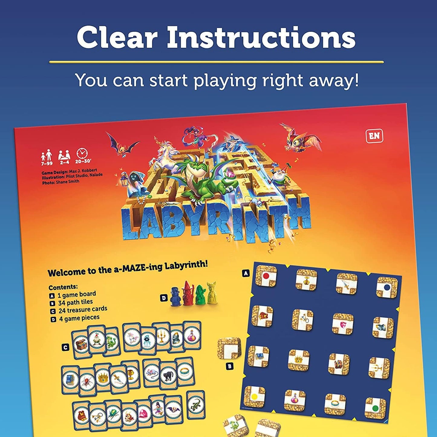 Board game packaging for 'Labyrinth' with colorful graphics and clear instructions.