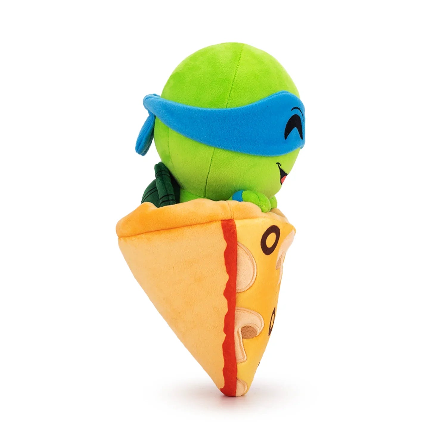 TMNT Plush toy resembling a character from a popular animated series, wearing a blue mask and green shell.