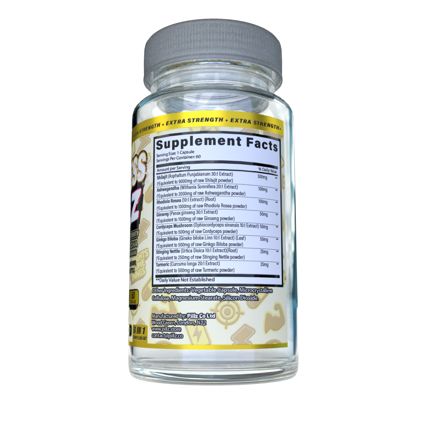 LimitlessPillz™ – 8-in-1 Shilajit Complex with Ashwagandha, Panax Ginseng, Rhodiola, Turmeric, Ginkgo, Nettle & Cordyceps Mushrooms