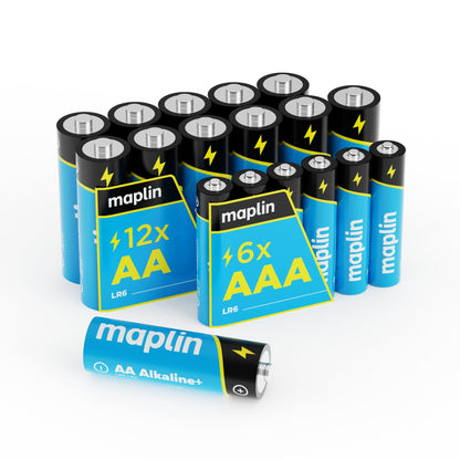 12x AA LR6 / 6x AAA LR03 7 Years Shelf Life 1.5V High Performance Alkaline Batteries