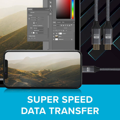 Pro USB-C to USB-C Gen2 100W 20Gbps Power Delivery Super Speed Data Transfer & Charging Braided Cable - Silver, 3m