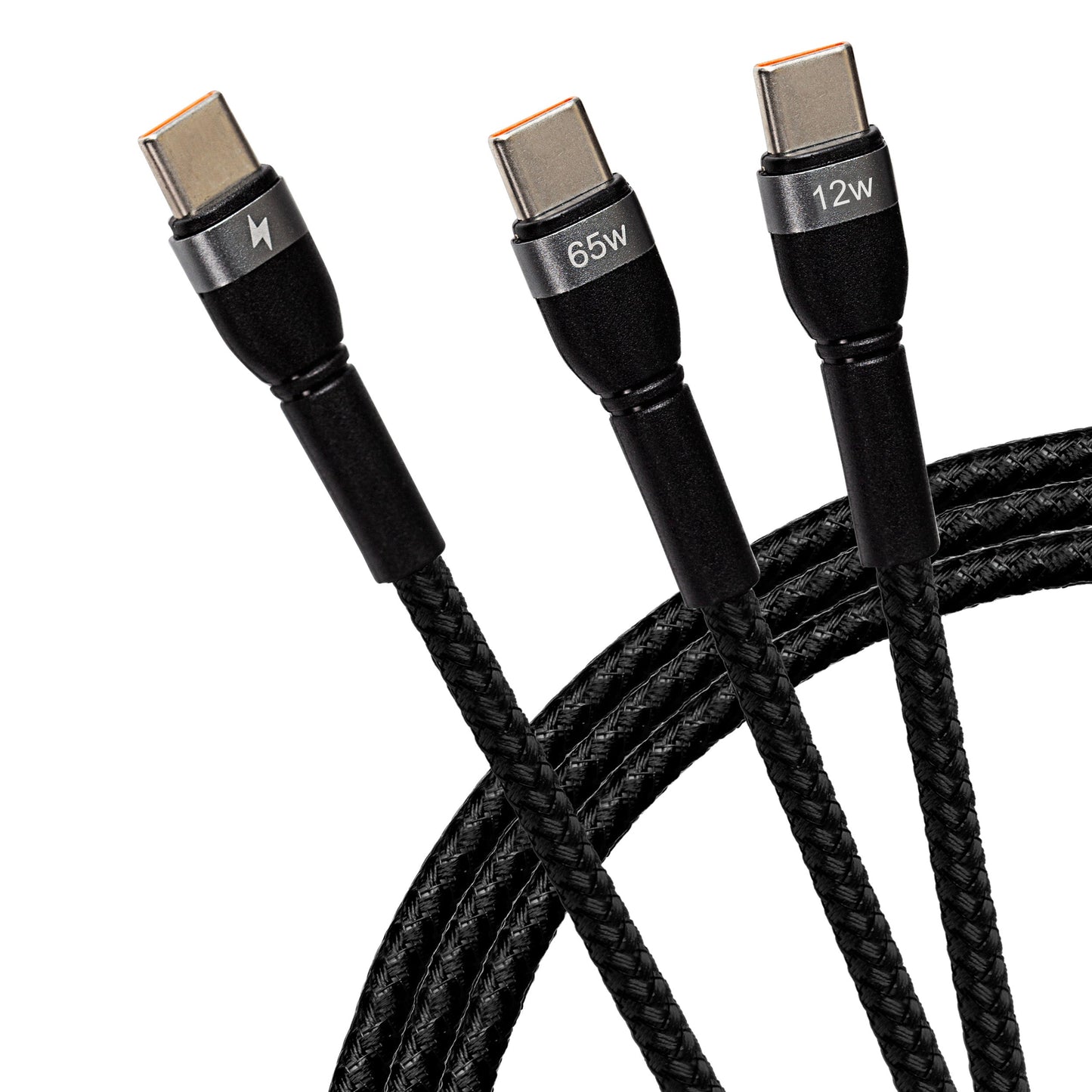 USB-C to 2-in-1 Multi-Charging USB-C 65W & USB-C 12W Braided Cable - Black