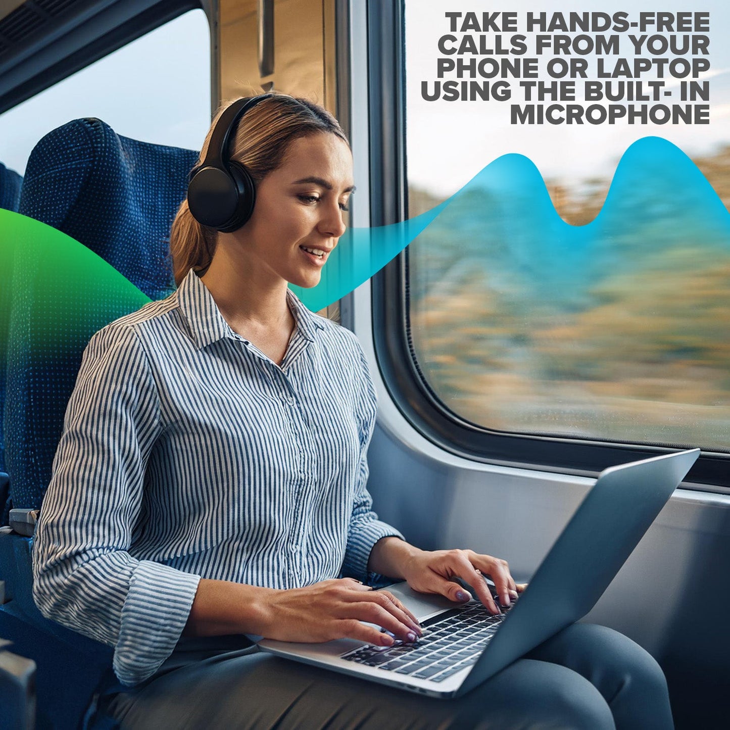 Bluetooth Noise Cancelling Over-Ear Headphones - Black