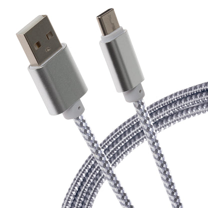 USB-C to USB-A Braided Cable - Silver, 0.25m