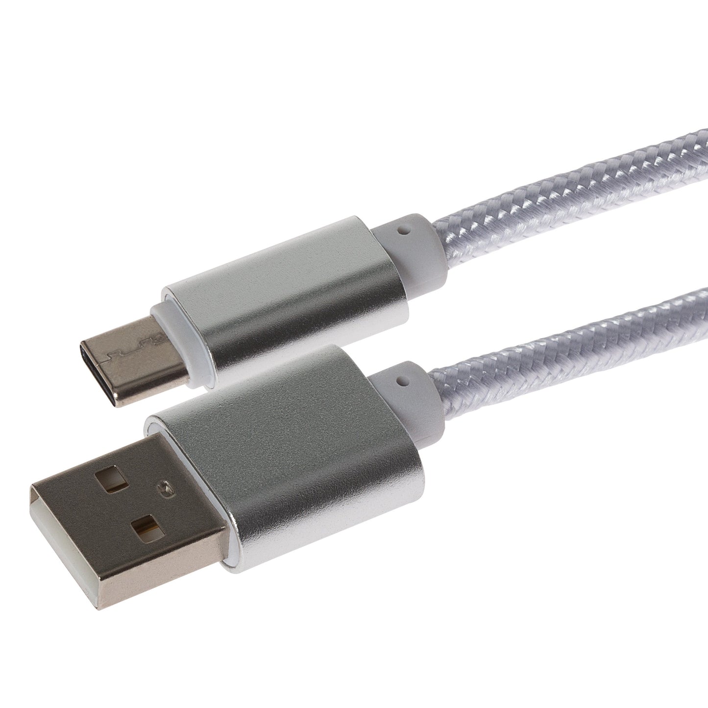USB-C to USB-A Braided Cable - Silver, 0.25m