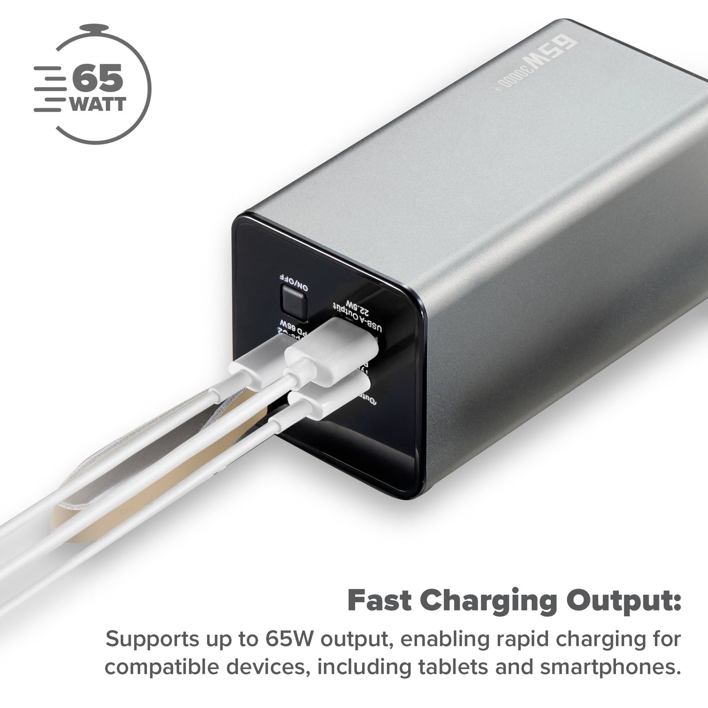 30,000mAh USB-A / USB-C PD 65W Power Bank