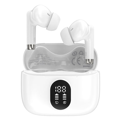 Wireless Bluetooth V5.4 Soft Fit Earbuds with USB-C Charging Case - White