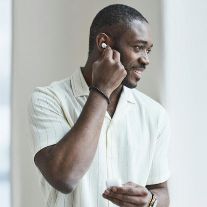 Wireless Bluetooth V5.4 Soft Fit Earbuds with USB-C Charging Case - White