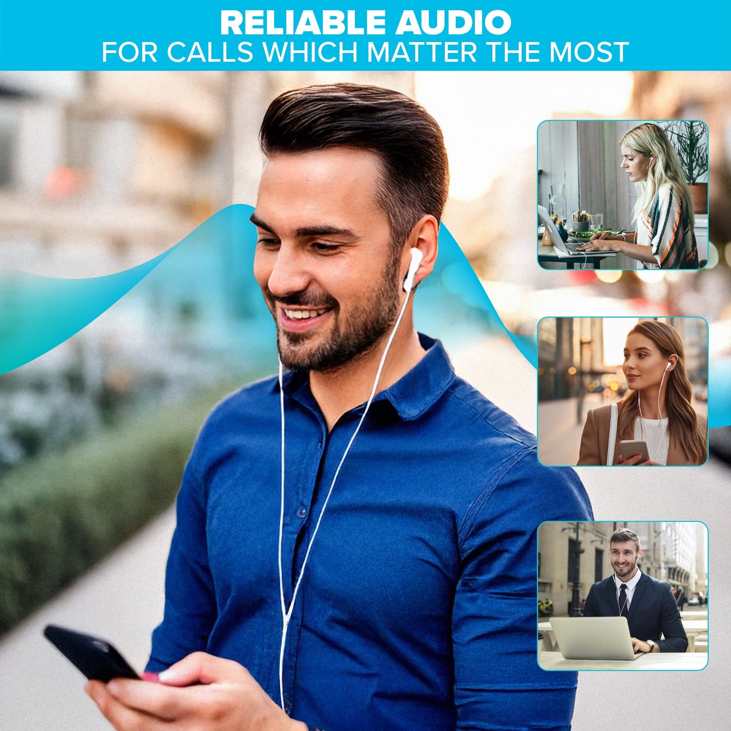 Wired USB-C Earbuds with Hands Free Calling & Volume Button - White