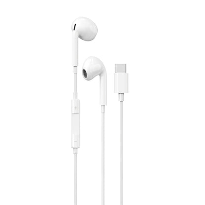 White earphones on a white background