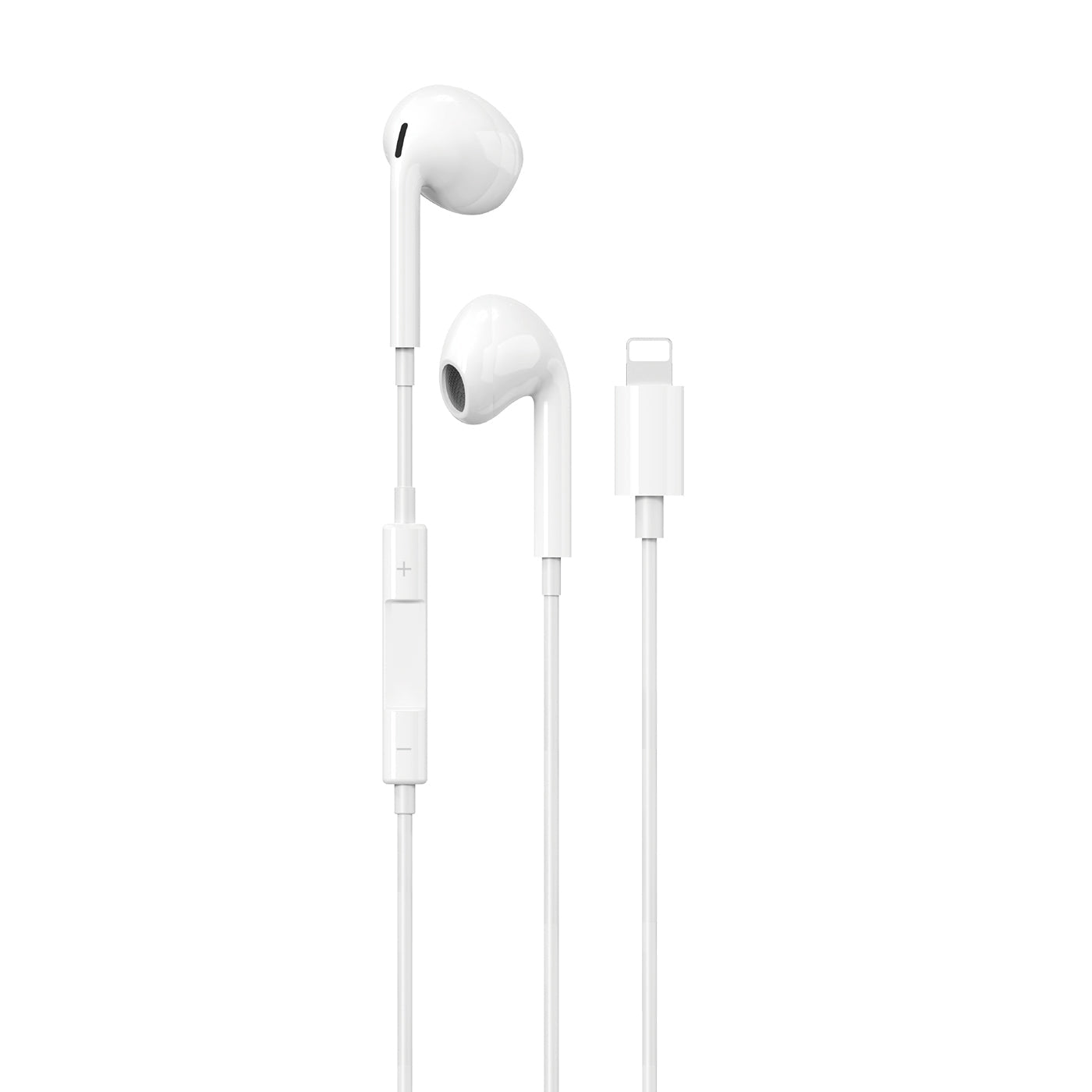 White earphones with a white background