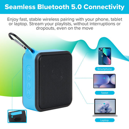 Waterproof Portable Bluetooth Speaker with Carabiner Clip