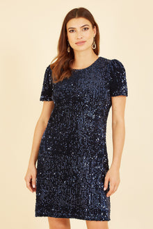 Navy Sequin Tunic Dress