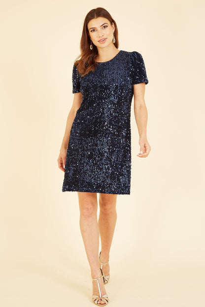 Navy Sequin Tunic Dress