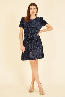 Navy Sequin Tunic Dress