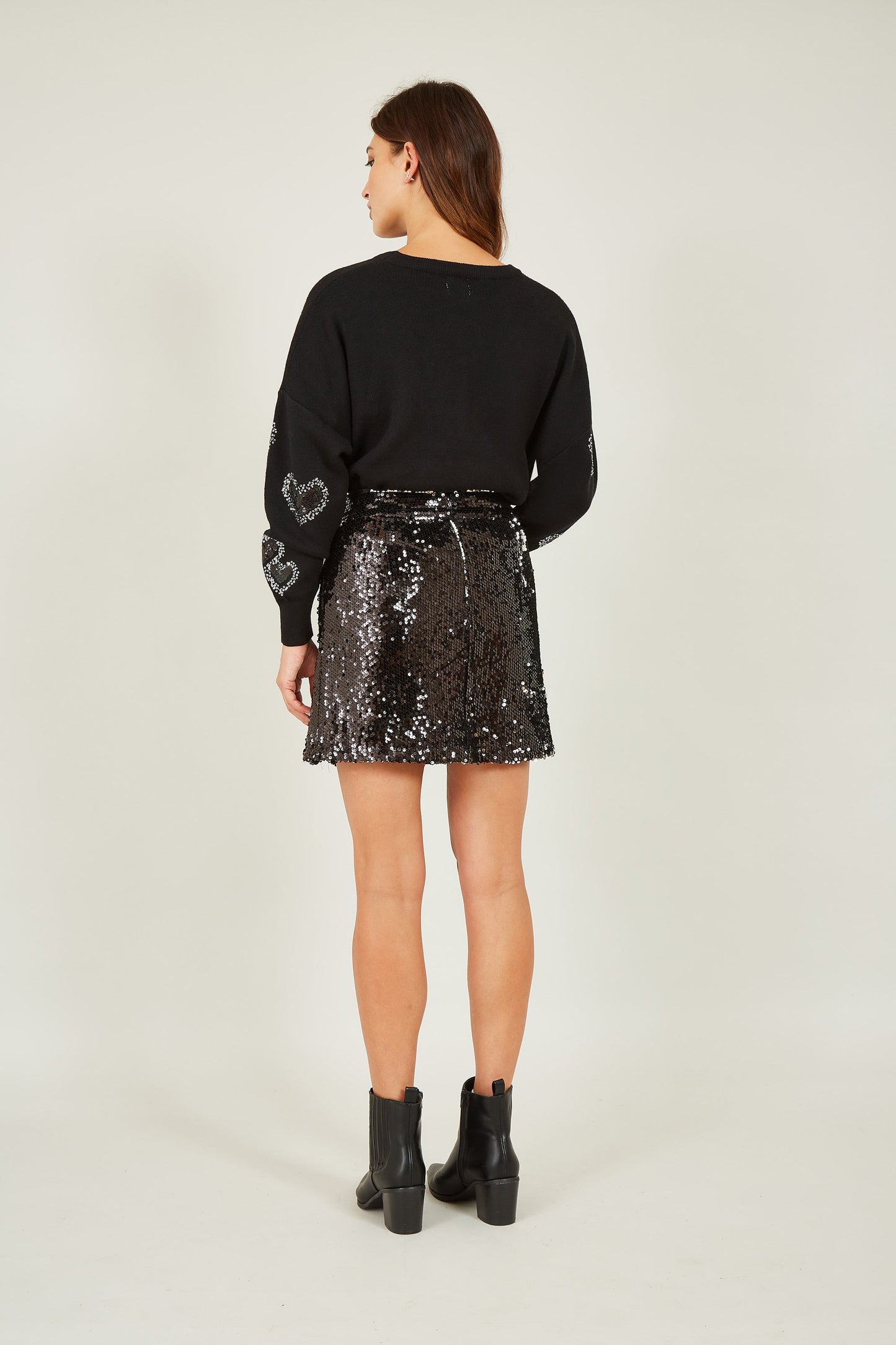 Black Sequin Mini Skirt