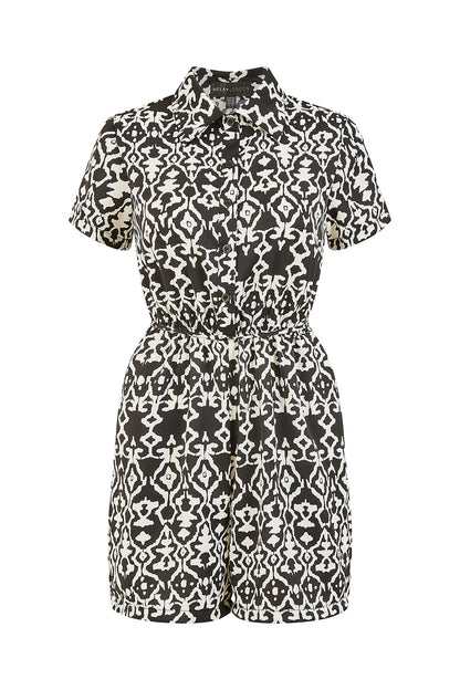 Black Abstract Print Playsuit