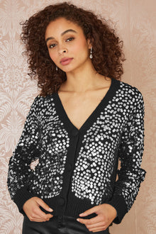 Black Sequin Knitted Cardigan