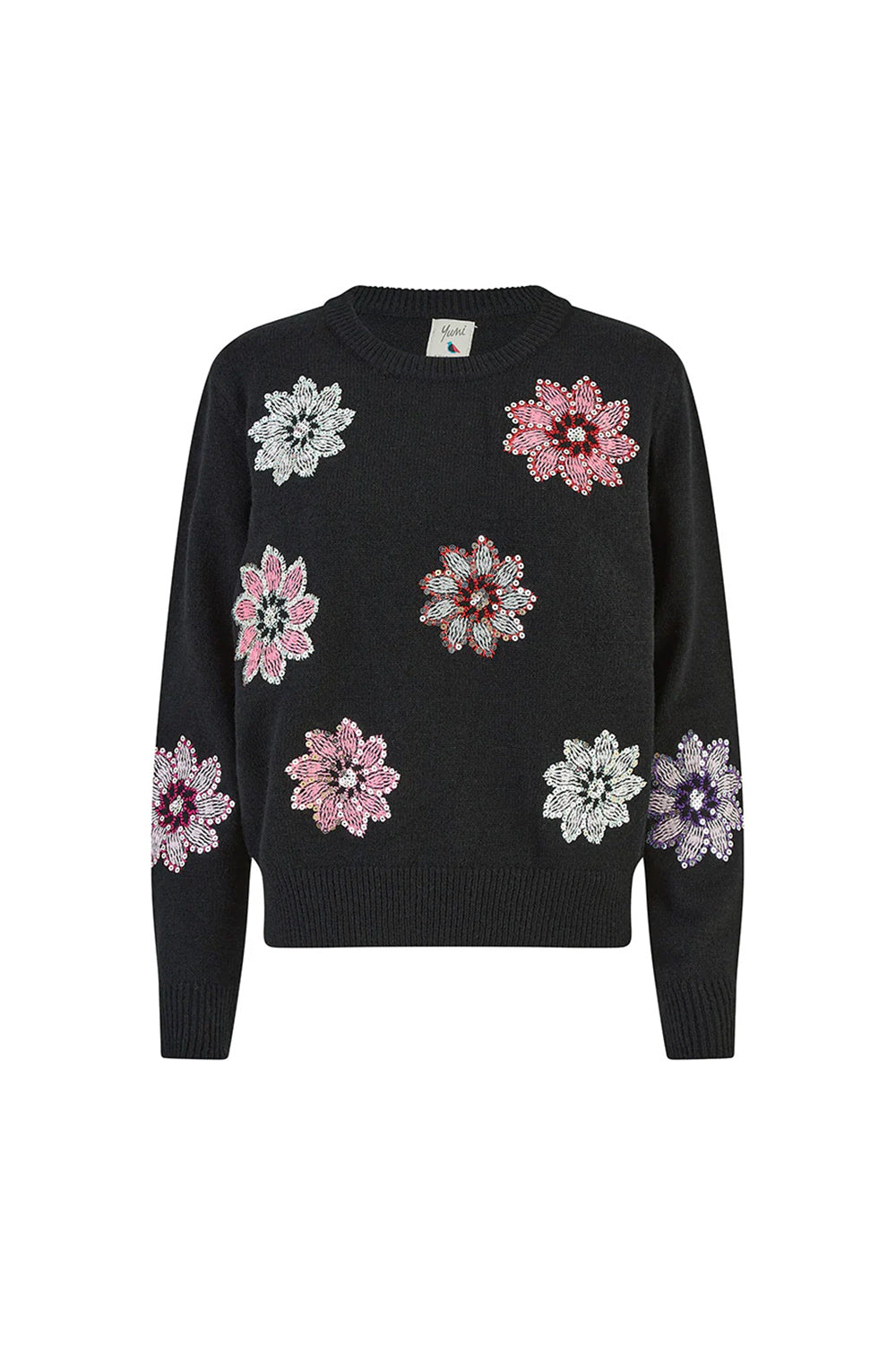 Black Sequin Flower Jumper