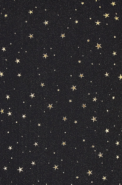 Black Mesh Star Print Long Sleeve Top