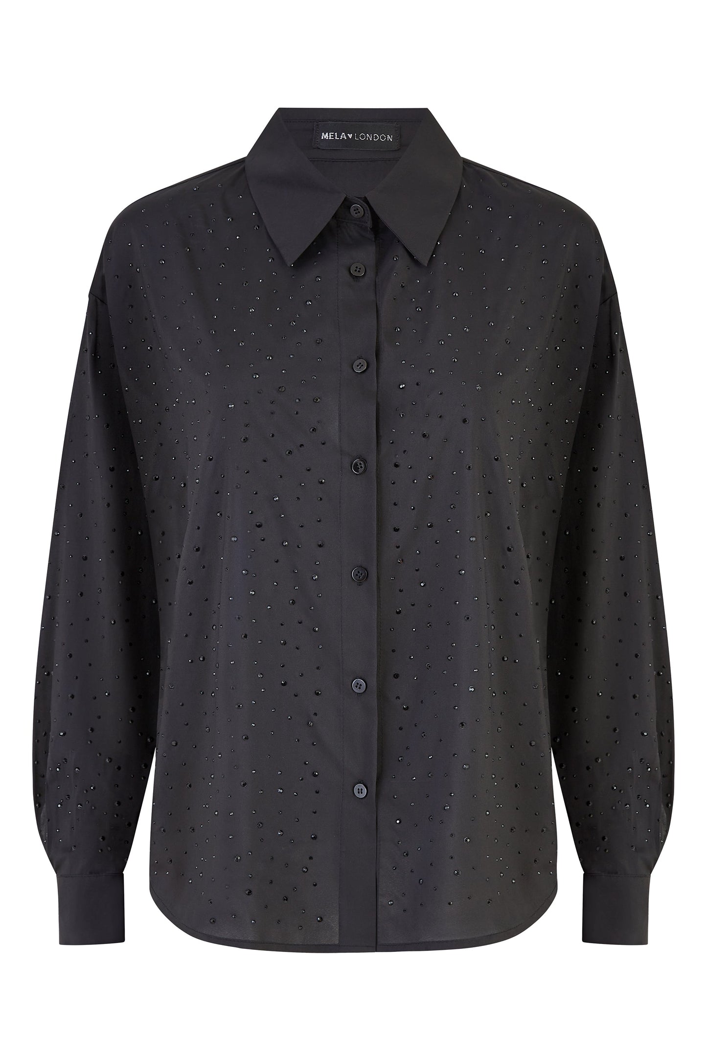 Black All Over Gem Long Sleeve Shirt