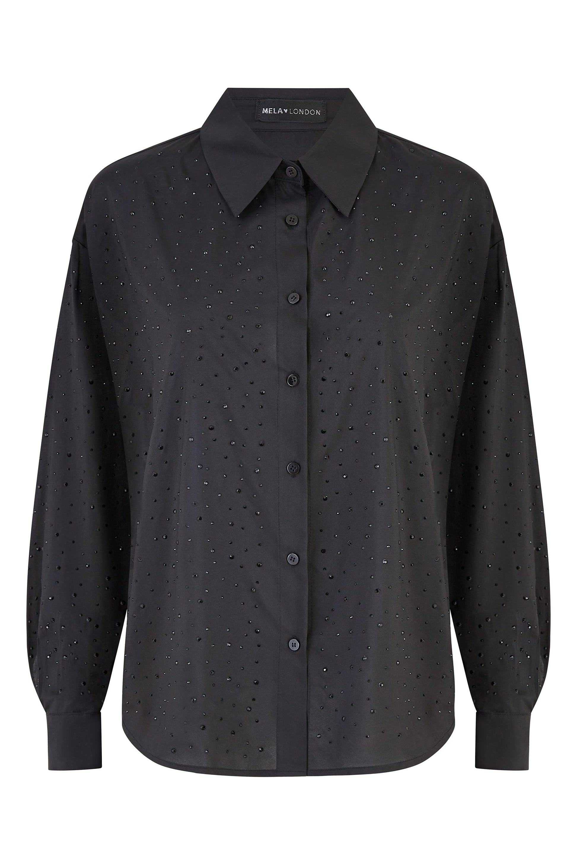 Black All Over Gem Long Sleeve Shirt