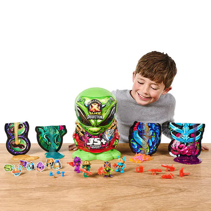 Child playing with a toy set on a wooden table