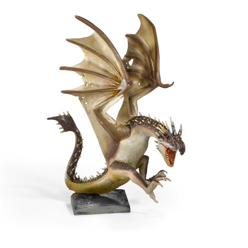 Hungarian Horntail Dragon figurine with detailed wings and open mouth on a white background