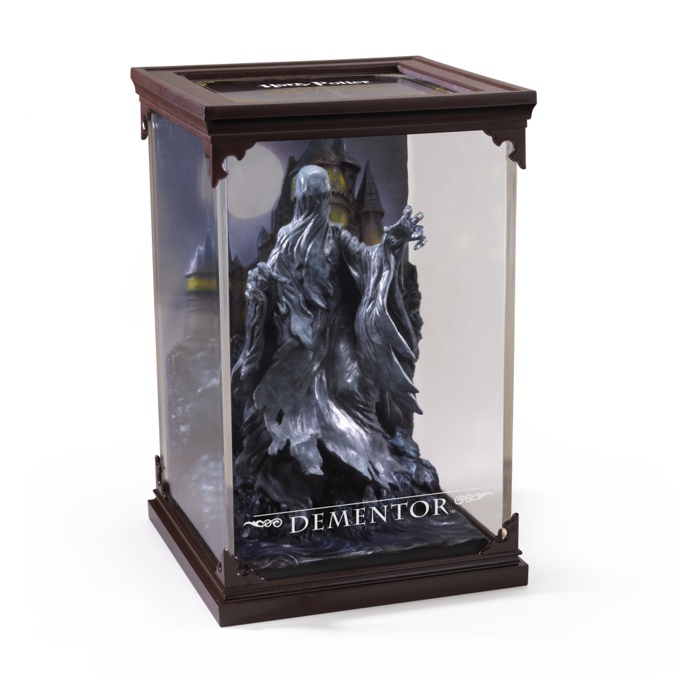 Dementor figurine in a display case with 'Harry Potter' branding.
