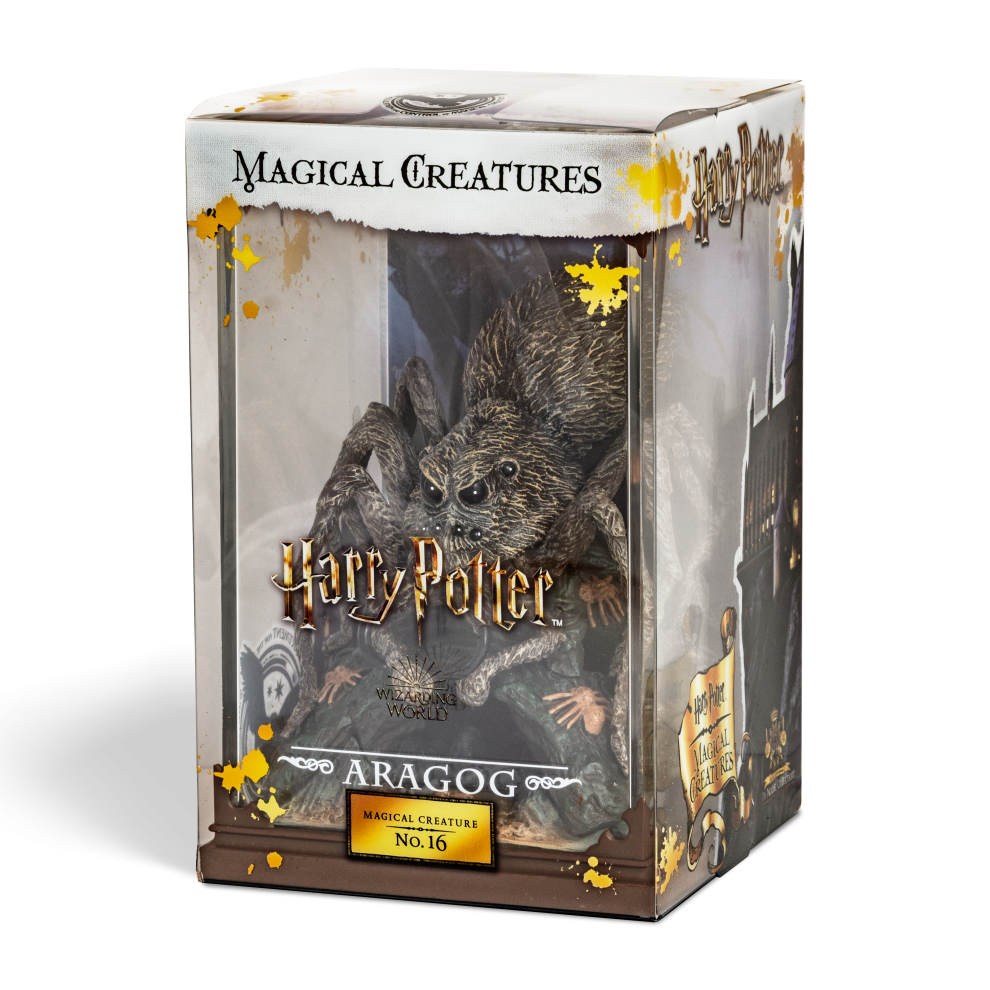 Boxed figurine of Aragog from Harry Potter series on a white background