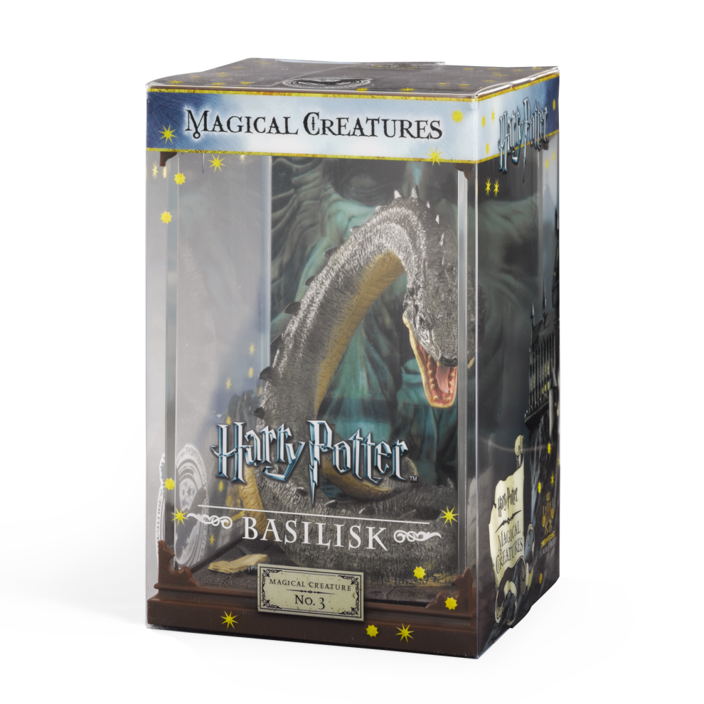 Boxed Basilisk figure from Harry Potter series on a white background