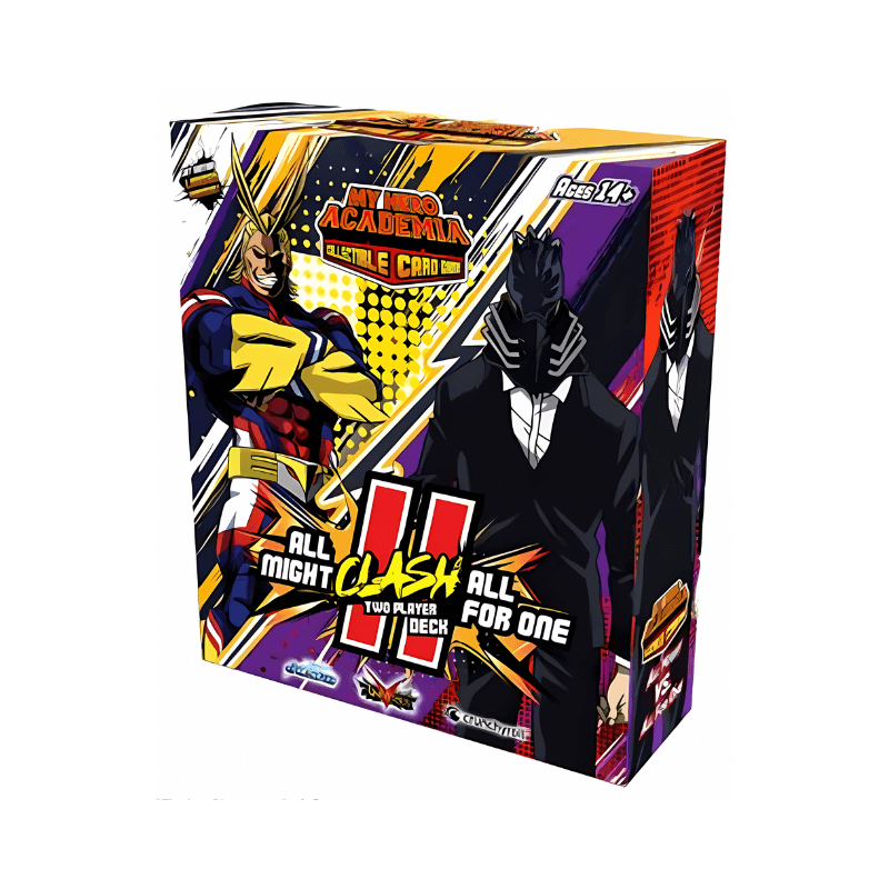 Card game box featuring characters from 'My Hero Academia' with colourful design