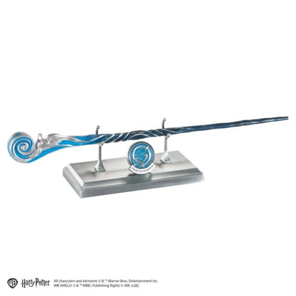 Harry Potter wand Decorative wand with a Expecto Patronum on a stand against a white background