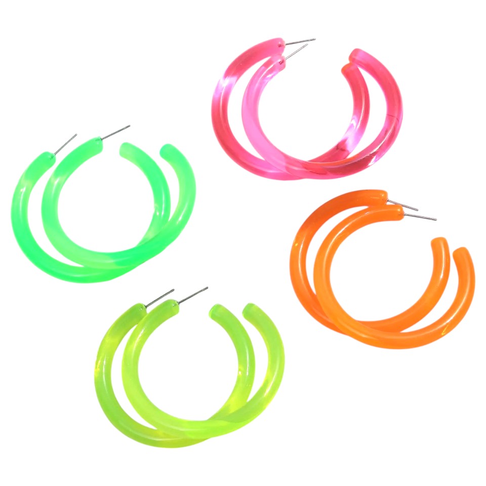 Amnesia Jewellery | Neon Round Hoop Fashion Earrings