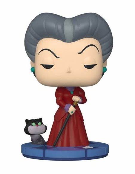 Funko Pop! Lady Tremaine vinyl figure of an elderly woman with gray hair and a cat on a white background