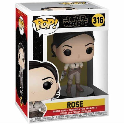 Funko Pop! Rose figure packaging from Star Wars with box and character illustration.